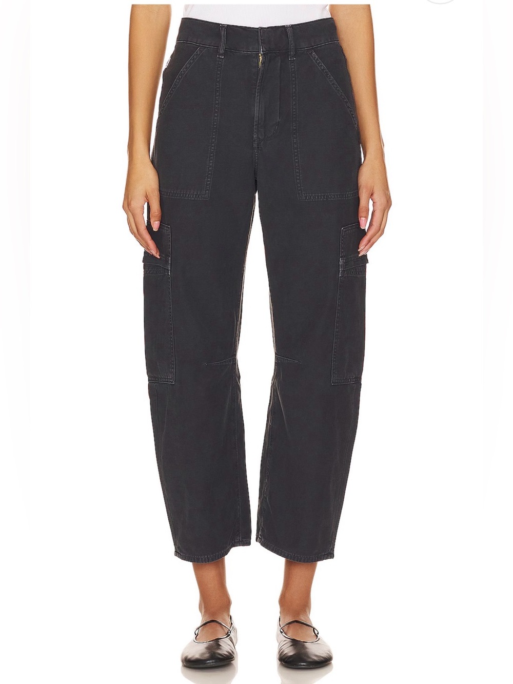Citizens of Humanity Marcelle Barrel Cargo Pants in Washed Black- size 24